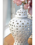 Potiche in ceramica, Linea Intrecci, misura piccola 21X35H. cm. Henriette