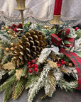 Candeliere 4 fiamme decori natalizi rosso Fiori Di Lena