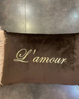 Cuscino in velluto e piume con scritte diverse, oro, 6 colori assortiti, 60x40 cm. Fiori di Lena