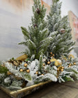 Guida tavolo con vassoio oro e paesaggio natalizio 3 alberi Fiori Di Lena