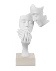 Scultura coppia face, H. 39 cm., bianco base nocciola. Bongelli