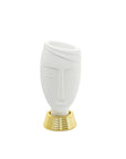 Vaso testa uomo, misura media, H.32cm. bianco e oro. Bongelli