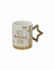 Mug Scritta Natale, Linea New Milk & chery, porcellana, colore bianco e oro. Tognana