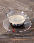 Set 2 tazze caffè espresso in vetro borosilicato decoro "Caffettino" trasparente e cuori rosso. Simple day