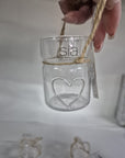Set 3 vasetti vetro con juta, albero, stella e cuore a rilievo. Sia Home Fashion