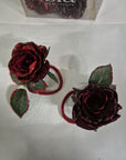 Set 4 legatovaglioli rose rosse brillantinate. Sia Home Fashion