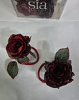 Set 4 legatovaglioli rose rosse brillantinate. Sia Home Fashion