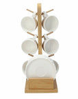 Albero legno con 6 tazze caffè con piattino, Bianco LINEA KALIKA. Tognana