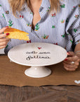 Alzata per dolci in gres decoro "Solo una fettina". Simple day