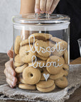 Barattolo in vetro borosilicato decoro "Biscotti buoni" trasparente con scritta in nero. Simple day