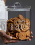 Barattolo in vetro borosilicato decoro "I miei biscotti" trasparente con scritta in bianco. Simple day