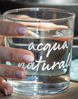 Set 6 bicchieri acqua "Acqua naturale", trasparente con scritta in bianco. Simple day