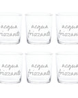 Set 6 bicchieri acqua "Acqua frizzante", trasparente con scritta in bianco. Simple day