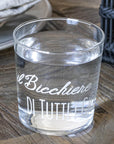Set 6 bicchieri acqua decoro "Il bicchiere di tutti i giorni", trasparente con scritta in bianco. Simple day