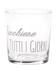 Set 6 bicchieri acqua decoro "Il bicchiere di tutti i giorni", trasparente con scritta in bianco. Simple day