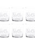 Set 6 bicchieri acqua decoro "Con bolle", trasparente con scritta in bianco. Simple day