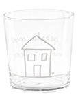 Set 6 bicchieri acqua "In questa casa si mangia bene", trasparente con scritta in bianco. Simple day