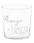 Set 6 bicchieri acqua decoro "Pranzo in famiglia", trasparente con scritta in bianco. Simple day