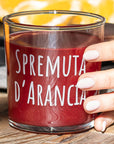 Set 6 bicchieri decoro "Spremuta d'arancia", trasparente con scritta in bianco. Simple day