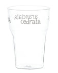 Set 2 bicchieri, scritta bianco, "Cola-aranciata-cedrata-tonica" in vetro borosilicato, trasparente. Simple day