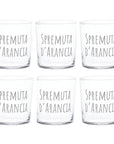 Set 6 bicchieri decoro "Spremuta d'arancia", trasparente con scritta in bianco. Simple day