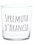 Set 6 bicchieri decoro "Spremuta d'arancia", trasparente con scritta in bianco. Simple day