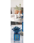 Profumatore 100 ml. con tappo fiore, colore blu, in porcellana Capodimonte. Melaverde