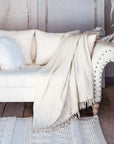 Copritutto/plaid con pizzo, Linea Dentelle, 135x175 cm. Blanc Mariclò