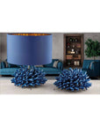 Lampada Anemone di mare, colore blu, in porcellana Capodimonte, H. 40cm. Melaverde