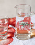 Brocca in vetro decoro "Pranzo in famiglia" 1,2lt., trasparente con scritta in bianco. Simple day