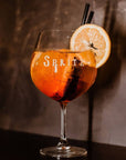 Set 2 calici cocktail decoro "Spritz", trasparente con scritta in bianco. Simple day