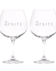 Set 2 calici cocktail decoro "Spritz", trasparente con scritta in bianco. Simple day