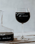 Set 2 calici vino decoro "Un goccio di vino", trasparente con scritta in bianco. Simple day