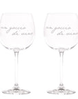 Set 2 calici vino decoro "Un goccio di vino", trasparente con scritta in bianco. Simple day