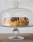 Campana in vetro decoro Oggi Torta in bianco diametro 24.5cm. Simple day
