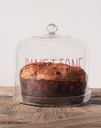 Campana in vetro decoro "Panettone" con palline in rosso diametro 24.5cm. Simple day