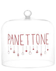 Campana in vetro decoro "Panettone" con palline in rosso diametro 24.5cm. Simple day