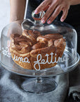 Campana in vetro decoro "Solo una fettina" in bianco diametro 24.5cm. Simple day
