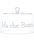 Campana in vetro decoro "Ma che bontà" in bianco diametro 24.5cm. Simple day