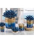 Candela grande 300 gr. con tappo anemone blu, bicolore, in porcellana Capodimonte. Melaverde