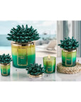 Candela grande 300 gr. con tappo anemone verde, bicolore, in porcellana Capodimonte. Melaverde