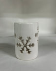 Portacandela ceramica bianco con fiocchi neve traforato