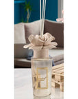 Profumatore alto 250 ml. con tappo fiore, colore tortora, in porcellana Capodimonte. Melaverde