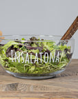 Insalatiera in vetro decoro "Insalatona", trasparente con scritta in bianco. Simple day