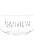 Insalatiera in vetro decoro "Insalatona", trasparente con scritta in bianco. Simple day