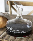 Decanter in vetro decoro "Un'ottima annata" 1,2lt., trasparente con scritta in bianco. Simple day
