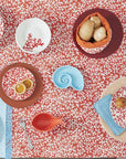 Piatto conchiglia, colore turchese, in ceramica. 18x25 cm. Tognana