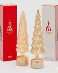 Decoro pino glitter Twist, colore oro, con movimento e led, H.40,5 x D. 9 cm. EDG