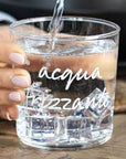 Set 6 bicchieri acqua "Acqua frizzante", trasparente con scritta in bianco. Simple day
