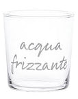 Set 6 bicchieri acqua "Acqua frizzante", trasparente con scritta in bianco. Simple day